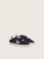 Junior Old School in blue suede with silver glitter star and white leather heel tab - Image 2