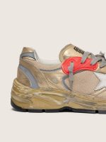 Women's Dad-Star in gold laminated leather and mesh with white leather star and gold leather heel tab - Image 4