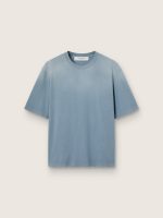 Unisex cotton T-shirt in baby blue with reverse print on the back