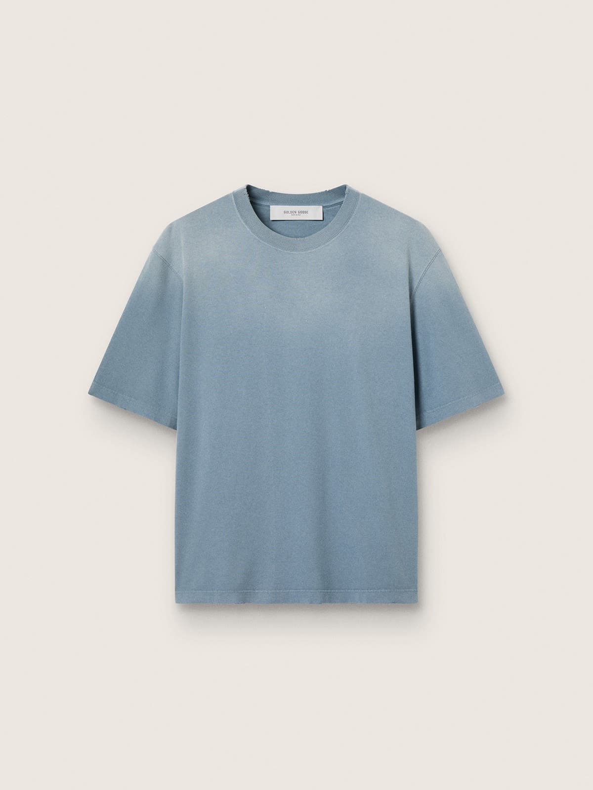 52765dfdee3def01e43cfdde42c5ea9911b7f75c6f458c9d57582d79602ea88d Unisex cotton T-shirt in baby blue with reverse print on the back - Image 1
