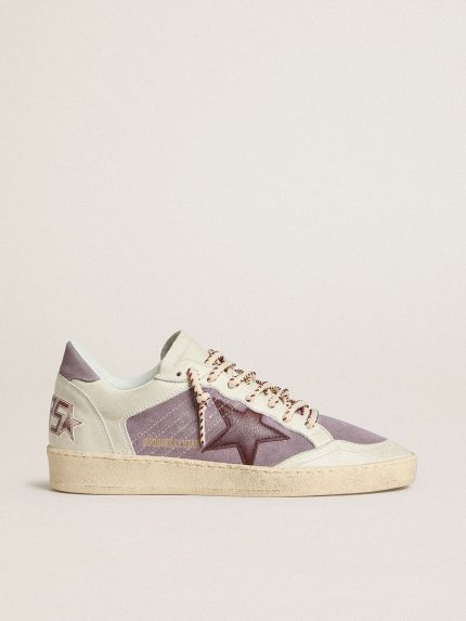 Women's Ball Star in lilac suede with burgundy leather star and lilac suede heel tab
