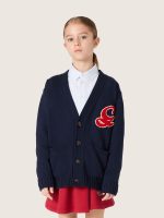 Kids' cardigan in blue cotton with embroidered logo - Image 5