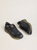 Men's Dad-Star in black naplak and crackle leather with black star and heel tab - Image 2
