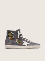 Women's Francy in dark gray suede with white star and beads and crystals