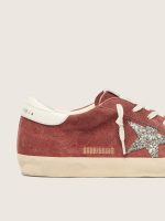 Women's Super-Star in rust-red suede with silver glitter star - Image 4