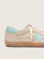 Women's Super-Star in beige suede with aqua-green star - Image 4