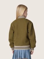 Journey unisex bomber jacket in military-green nylon twill with embroidered patch - Image 9