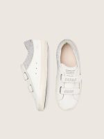 Young Old School in white leather with metallic silver leather star and silver crystal inserts - Image 3
