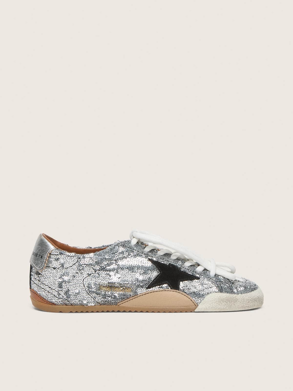 5494e5f66d6eebc497ab0e748e3169c094722c052254aabb333713cf814236a6 Men's True-Star in silver sequins with black star and silver leather heel tab - Image 1