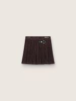 Girls' brown pleated corduroy skirt