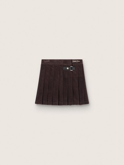 Girls' brown pleated corduroy skirt