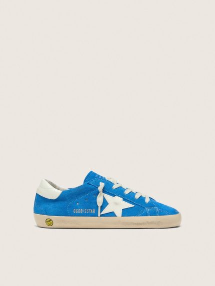 Junior Super-Star in bright blue suede with white leather star