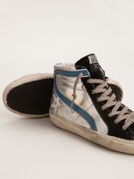 Slide in silver metallic leather with white leather star - Image 3