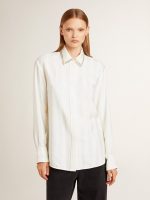 Women's shirt with a vertical striped pattern and crystal embroidery - Image 2