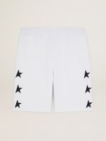 Men's vintage white bermuda shorts with contrasting black stars