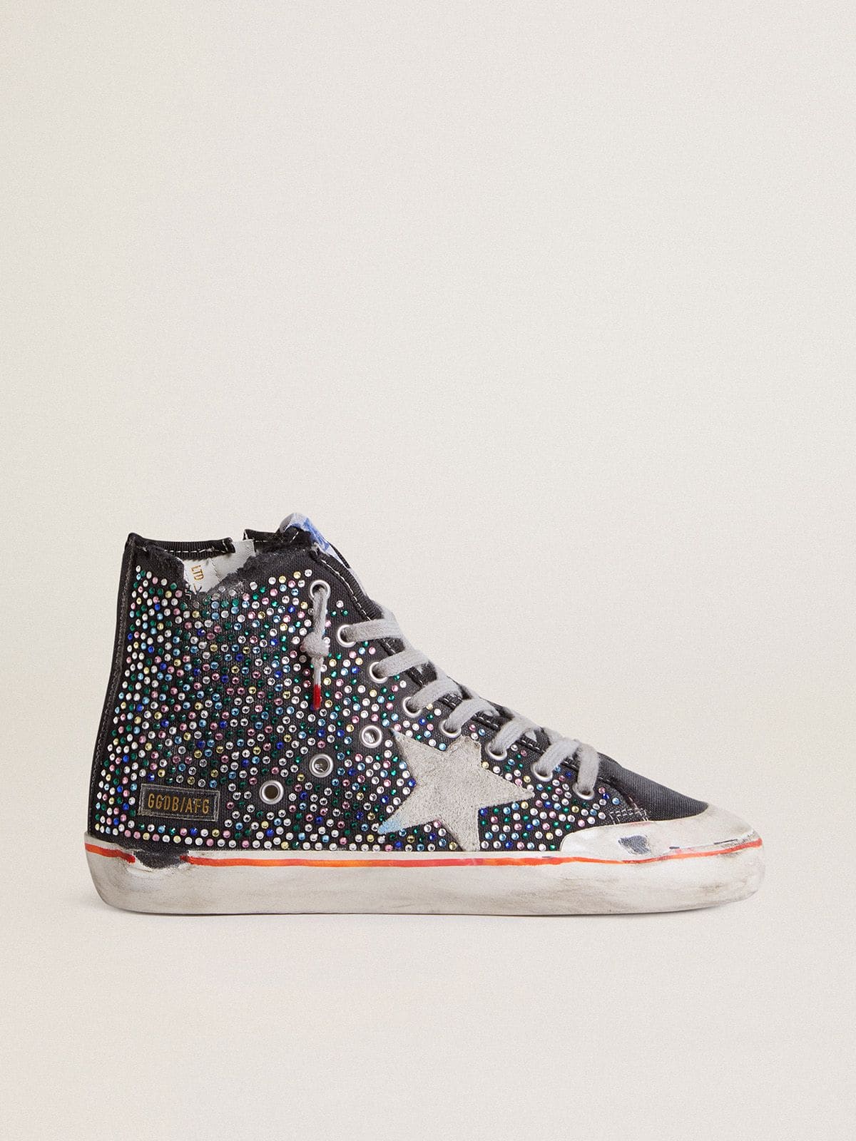 55348d3c34d7c491a6edcdb1563b209d81bf1b4013cd13568d06bbb6d1bb43f9 Men's Francy Penstar LAB in black canvas with multicolor rhinestones - Image 1