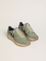 Men's Running Sole in sage-green nylon and suede with printed black star - Image 2