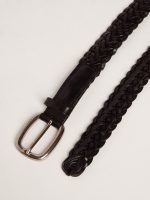 Men's belt in black braided leather - Image 2