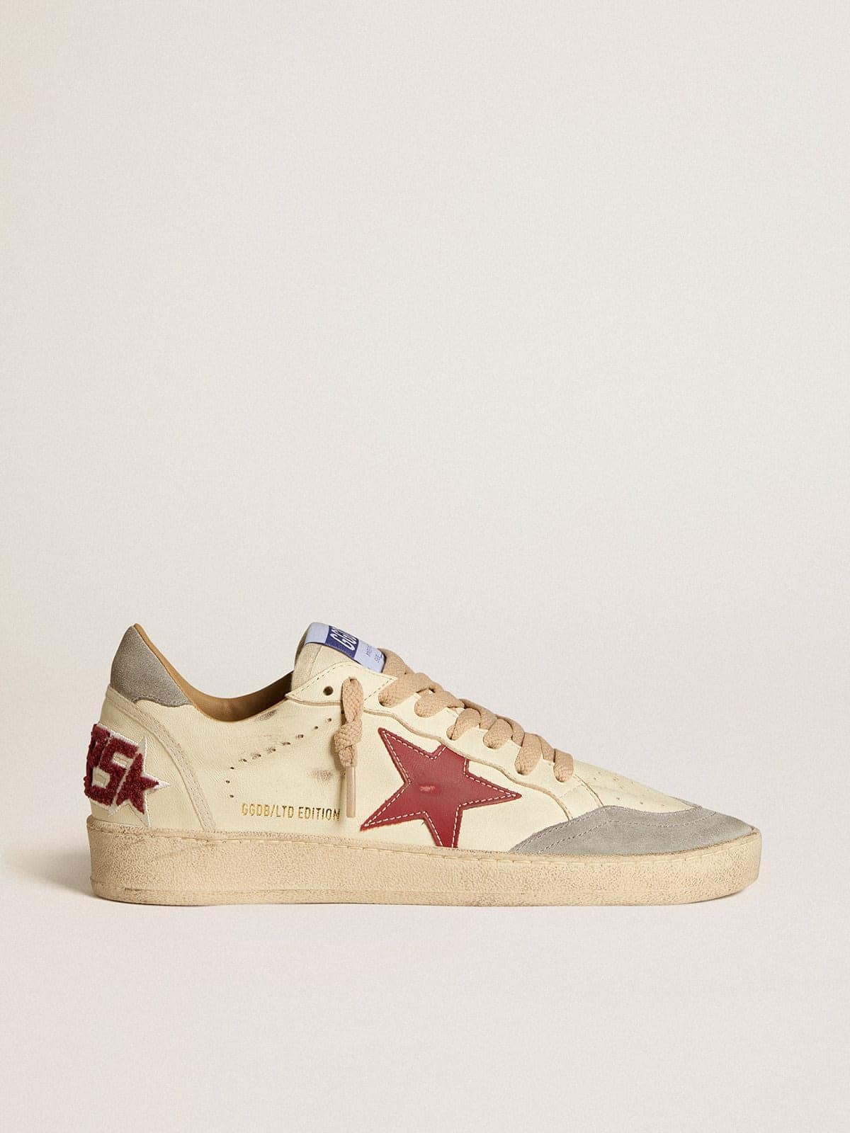 560815d1a706a741a509cc53887408c0e9ff6847a037bf0367ac5c8415678aed Men's Ball Star LTD in nappa leather with red leather star and gray suede heel tab - Image 1