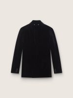 Men's double-breasted blazer in black velvet with black satin lapels - Image 2