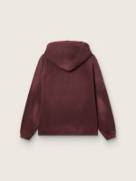 Unisex hooded sweatshirt in burgundy cotton with logo - Image 2