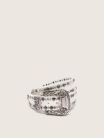Women's belt in white leather with colored studs