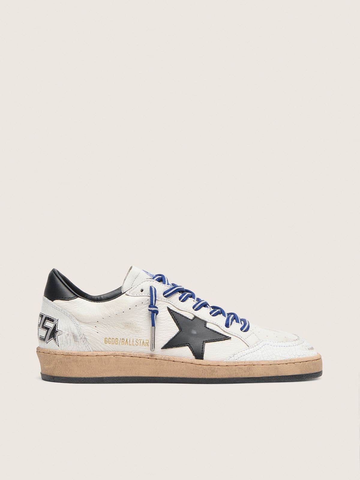 56edb153caa8e2869999b2bbbcc71447be5131c9989f000c9171f8990a23cad2 Women's Ball Star LTD in white nappa leather with black leather star and heel tab - Image 1