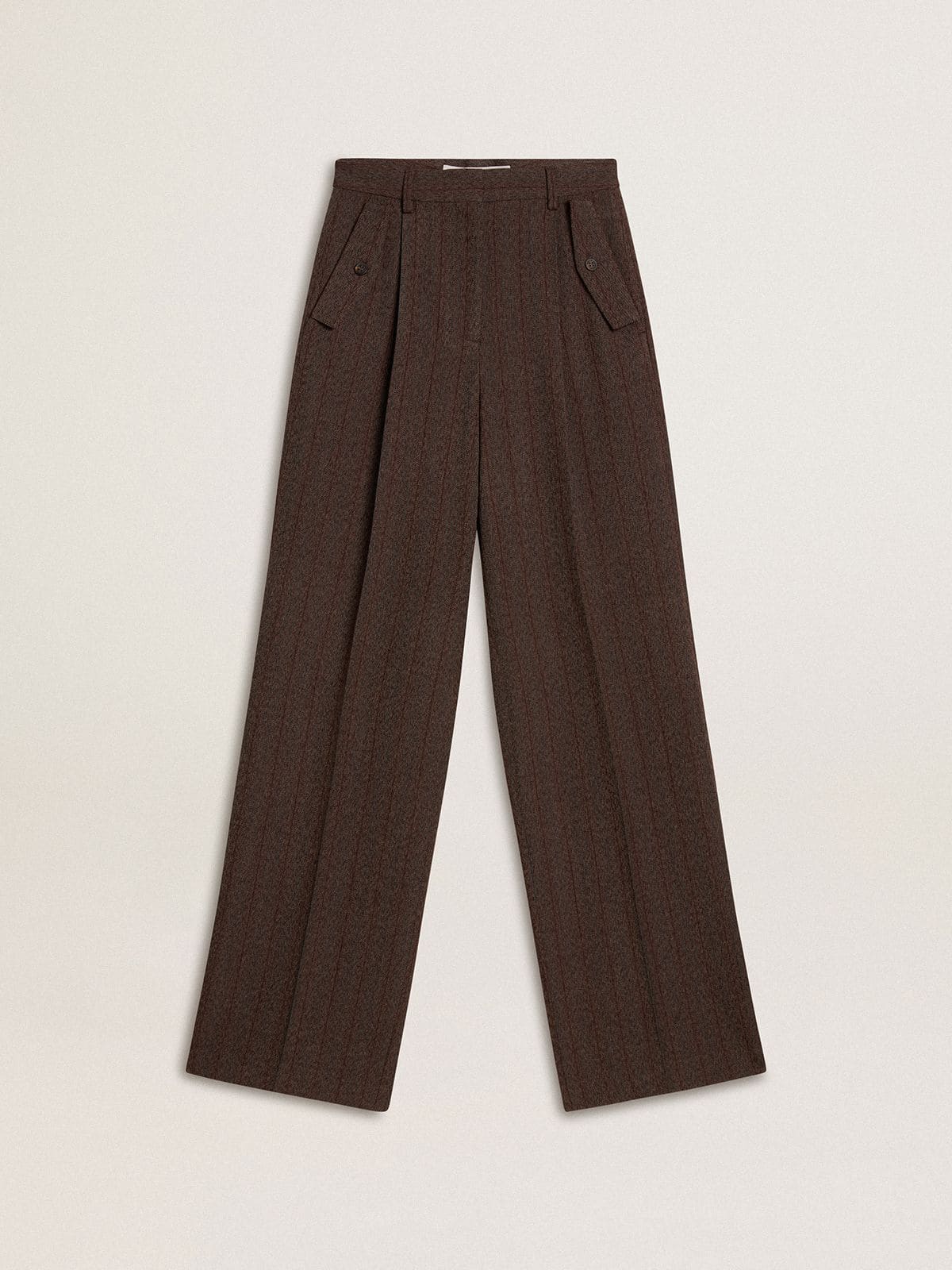 56f0f0c6980433771de64acfb889de2e6f468ae6f1cdab0edd4b6d46f19d8928 Women's brown virgin wool pants - Image 1