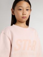 Girls' pink-colored sweatshirt with pink front lettering - Image 4