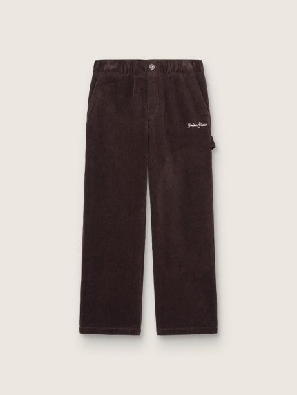 Kids' chinos in brown corduroy with embroidery
