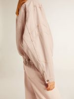 Women's pink dyed denim bomber jacket - Image 5