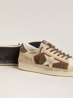 Women's Stardan in military-green suede and beige pony skin with beige suede star - Image 3