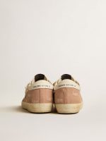 Women's Super-Star in powder-pink suede with cream leather star - Image 5
