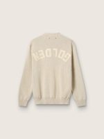 Unisex crew-neck sweater in beige cotton with patch on the front and logo on the back - Image 2