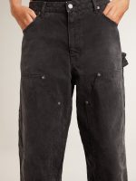 Women's distressed black cotton jeans with front patches - Image 5