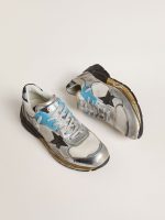 Men's Dad-Star in mesh and silver foiled leather with black leather star - Image 2