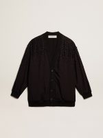 Women's black cardigan with shaded embroidery