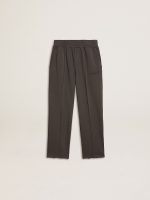 Kids' military-green jogging pants with embroidery