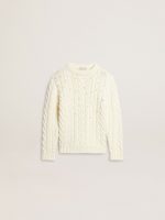 Girls' white wool sweater with pearls