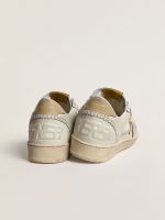 Women's Ball Star in white nappa and mesh with tobacco-colored nubuck star and beige heel tab - Image 4