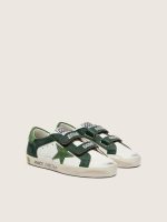 Junior Old School in white leather with green suede star and green leather inserts - Image 2