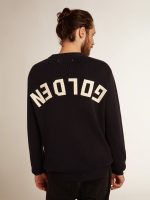 Men's round-neck sweater in dark blue cotton with logo - Image 5