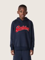 Kids' hooded sweatshirt in blue cotton with embroidery - Image 4