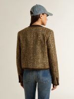 Women's Journey jacket in wool tweed with coffee-colored suede details - Image 4