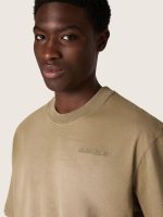 Unisex T-shirt in beige cotton jersey with embroidered logo - Image 4