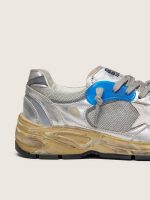 Women's Dad-Star in silver laminated leather and mesh with white leather star and silver heel tab - Image 4
