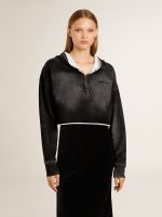 Gray cropped sweatshirt with a lived-in effect - Image 2