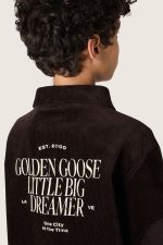 Kids' shirt in brown corduroy with white print - Image 4