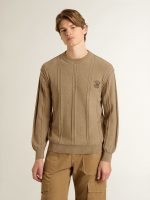 Men's beige sweater with embroidered logo - Image 2