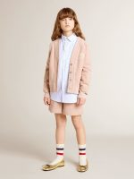 Boys' shirt in light blue and white striped cotton with embroidered logo - Image 3